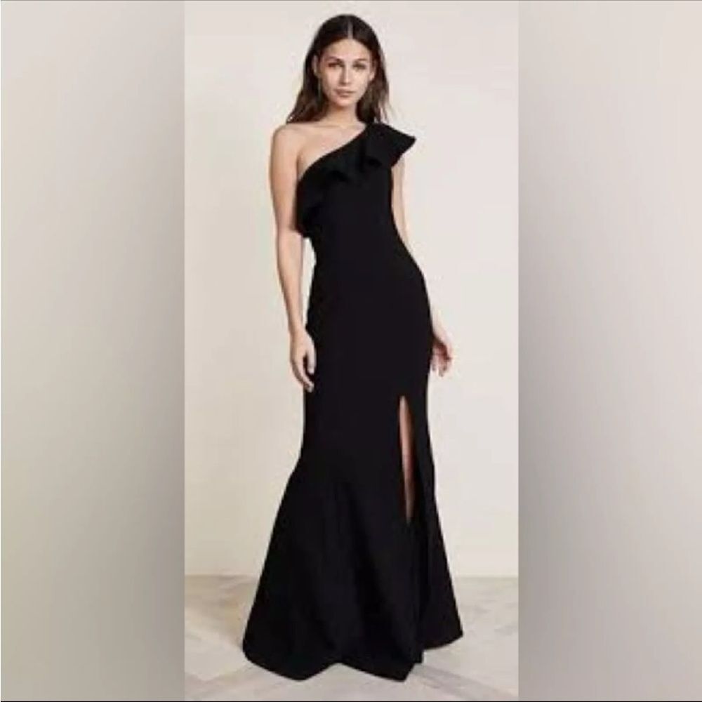 Likely Kane black gown long side slit dress one shoulder 2